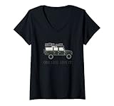 Mujer Defender techo carpa todoterreno 4x4 vehículo de viaje Camiseta Cuello V