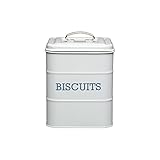Living Nostalgia KitchenCraft Caja para Galletas Metálica Vintage 14.5 x 19 cm Gris