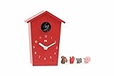 KOOKOO AnimalHouse rojo, pequeño reloj cuco de pared con sonidos de 5 animales de granja,...