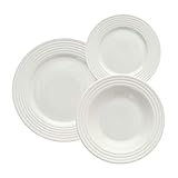 Tognana - Juego de vajillas - Línea Rings - Juego de 18 piezas - Porcelana - Color blanco