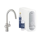 Grohe Blue Home Starter Kit - grifo de cocina con filtro de agua, caño en C, acero...