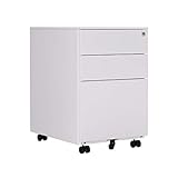 OFITURIA ® Archivador Metálico Blanco con Cerradura para Oficina, Cajonera con Ruedas, 3...