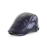 Boinas Sombreros Gorro De Cuero PU con Forma De Boina Cálida Ajustable Color2
