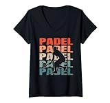 Mujer Cool Retro Text Silhouette Padel Camiseta Cuello V
