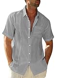 Lanckeli Camisas Lino Hombre Guayabera Manga Corta, Camisas Hawaianas Hombre Camisas...