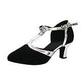 riou Zapatos de Baile/Zapatos Latinos de Satén Mujeres Vintage Zapatillas Hebilla Calzado...