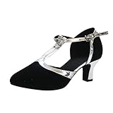 riou Zapatos de Baile/Zapatos Latinos de Satén Mujeres Vintage Zapatillas Hebilla Calzado...