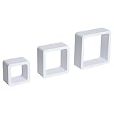 HOMCOM Juego de 3 Cubos Estantes de Pared Estantería para Libro CDs Baldas Flotantes...