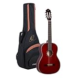 Ortega Guitars R121-4/4WR - Guitarra clásica, abeto y caoba, tamaño 4/4, color rojo