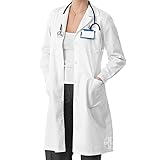 AIESI® Bata de Laboratorio Medico para Mujer blanco de algodón 100% sanforizado talla 44