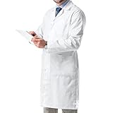 AIESI® Bata de Laboratorio Medico para Hombre blanco de algodón 100% sanforizado talla...