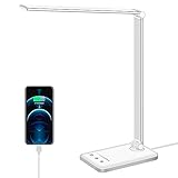Lampara De Mesa con Luz Led Regulable Para Estudiar, Flexo Tactil con Carga USB Para...