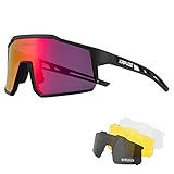 KAPVOE Gafas de Ciclismo Polarizadas con 4 Lentes Intercambiables TR90 Gafas de Sol...