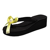 Cómodas sandalias de plataforma para mujer, con cuentas de purpurina, ligeras, con lazo...