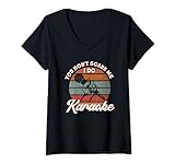 Mujer Karaoke - Equipo de karaoke, cantante retro, música Camiseta Cuello V