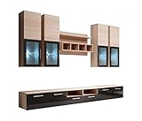 MB Muebles Bonitos | Mueble de salón Moderno Acosta | MDF Brillo Lacado LED | Sonoma y...