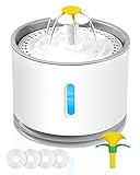 Gemokrt Fuente para Gatos 2.4L, Bebedero Gatos con 4 Modos De Flujo, 4 Filtros, Ventana De...