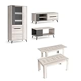 Skraut Home - Muebles de Salón - Modelo Kai - con Vitrina, Mueble para TV, Mesa de Centro...