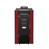 Estufa de pellets ventilada Alaska, 10 kw, 80 m² de superficie calefactable (rojo)