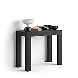 MOBILI FIVER Mobilifiver Mesa Consola Extensible, Modelo First, Color Negro Ceniza, 90 x...