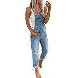 Onsoyours Mujer Vaquero Petos de Pantalones Jumpsuit Largo Verano Casual Slim Fit Stretch...