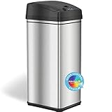 iTouchless Bote de basura automático de 49L con filtro absorbente de olores y cierre de...