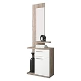 Recibidor con Cajon y Puerta, Mueble de Entrada con Espejo, Acabado en Blanco y Nelson,...