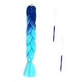 cabello de color trenzado, extensión de cabello trenzado, cabello sintético con 2 piezas...
