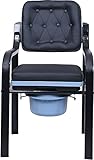 Silla WC Inodoro Adultos, Acolchada, Tapa, Conteras Antideslizantes, Asiento Y...