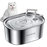 Fuente Agua Gatos, ROJECO 3.2L Fuente Gatos de Acero Inoxidable, Fuente para Gatos Ultra...