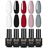 ROSALIND Esmaltes de Uñas, Esmaltes en Gel Uñas UV LED, 5pcs Kit de Esmaltes...