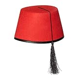 Boland 04016 - Sombrero para adultos Fez Fadime, rojo con borla negra, fiesta de disfraces...90