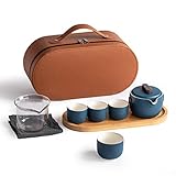 KNOWBN Juego de Viaje de té Chino, Juego de té de Kung Fu, Tetera portátil de...
