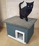 Lösche - Caseta de madera para gatos con calefacción, color antracita, gris, resistente...