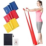 Bandas elásticas de Fitness (3 Unidades),Bandas de Ejercicio de 1,5 m con 3 Niveles de...