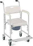 OrtoPrime Silla Ducha WC con Ruedas y Pies Abatibles - 3 en 1 - Silla con Inodoro...