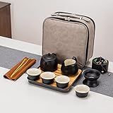 KNOWBN Juego de té de Viaje de cerámica, Tetera de Regalo portátil, Tazas Retro de té...