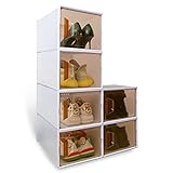 caja de almacenamiento de zapatos de plástico de 36.5 x 24.5 x 17 cm, organizador de...