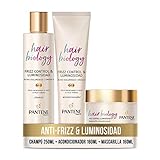 Pantene Hair Biology Frizz Control Y Luminosidad Con Ácido Hialurónico y Omega 9 Anti...