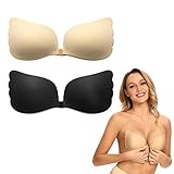 ANUXERA Sujetador sin Tirantes Push Up Silicona Mujer,2 Pares Reutilizable Respirable...
