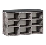 RICOO Banco Zapatero con Asiento 79 x 49 x 30 cm WM035-CF-A Mueble recibidor Gris Vintage...