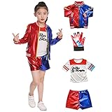 Xinqin Cosplay Suicide para niñas y adultos, Camiseta, Pantalones y Chaqueta Rojo Azul...
