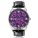 Relojes de pulsera de cuarzo con textura de piel de leopardo para mujeres y hombres,...