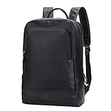 Leathario Mochila Tipo Caual Escolar Hombre Cuero Autentico Negro de Mano Backpack Laptop...