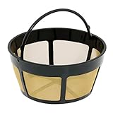 NRP - Filtro de café permanente con fondo de malla de 10 tazas en tono dorado para...