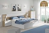 Habitación Matrimonio Completa en Color Roble y Blanco Estilo Nórdico (Cama+cabecero+2...