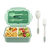 Newpop Fiambrera con 3 Compartimentos y Cuchara Tenedor 1400ml, lunch box Sin BPA...