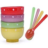Juego de 4 Cuencos Para Cereales, Cuenco de Plastico, Cuencos Redondos Para Cereales con...