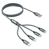 4 en 1 Multi Cable de Carga, [1.2M] Multi USB Cargador Múltiples Lightning Cable Micro...