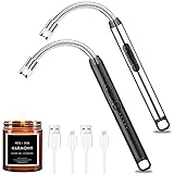 Tonsooze Encendedor Electrico 2 Piezas Paquetes Encendedor Velas, Mechero Electrico USB...
